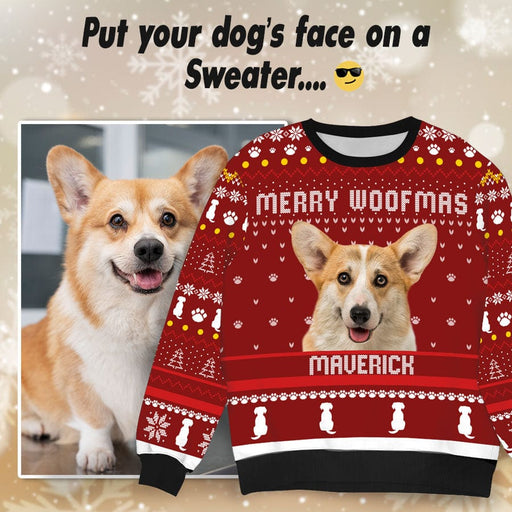 GeckoCustom Personalized Photo Merry Woofmas Dog Sweater DA199 889903