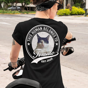 GeckoCustom Personalized Shirt Human Belongs To Dog Cat N369 889497 Women V-neck / V Black / S