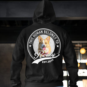 GeckoCustom Personalized Shirt Human Belongs To Dog Cat N369 889497 Pullover Hoodie / Black Colour / S