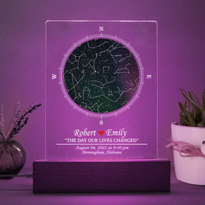 GeckoCustom Personalized Star Map Couple Acrylic Plaque LED Night Light Gift For Valentine, Wedding Anniversary Gift HO82 893420 Acrylic / 7.9"x4.5"