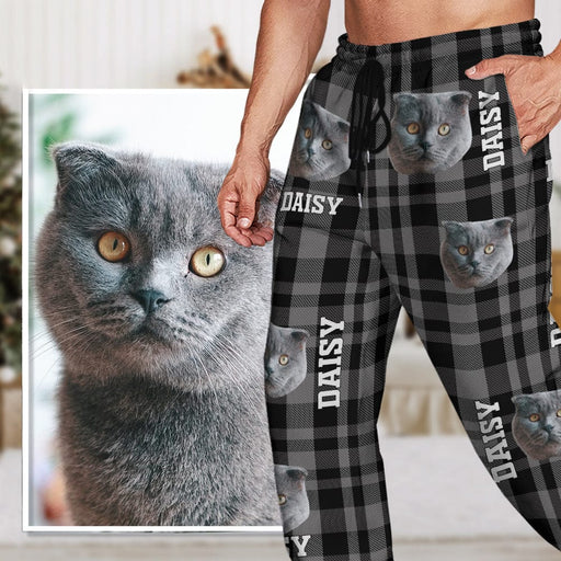 Custom Pajama Pants for Men with Pet Photo Names Personalized Dog