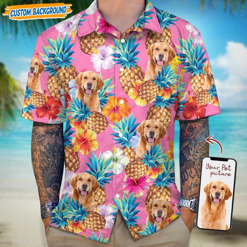 GeckoCustom Personalized Christmas Gift for Dog Dad, Personalized Dog Clipart Hawaiian Shirt T368 , for Men / S