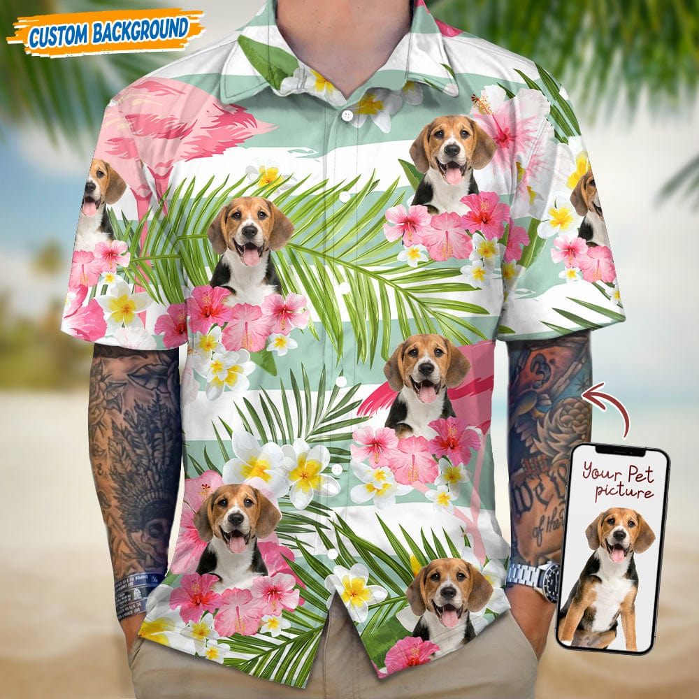 GeckoCustom Personalized Christmas Gift for Dog Dad, Upload Photo Dog Men's Hawaiian Shirt K228 , Dog Clipart / Without Pocket / S