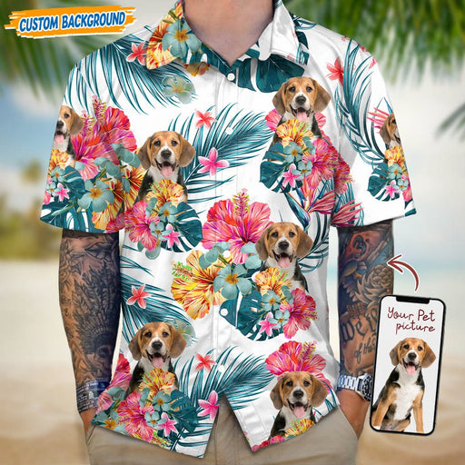 GeckoCustom Personalized Christmas Gift for Dog Dad, Personalized Dog Clipart Hawaiian Shirt T368 , for Men / S