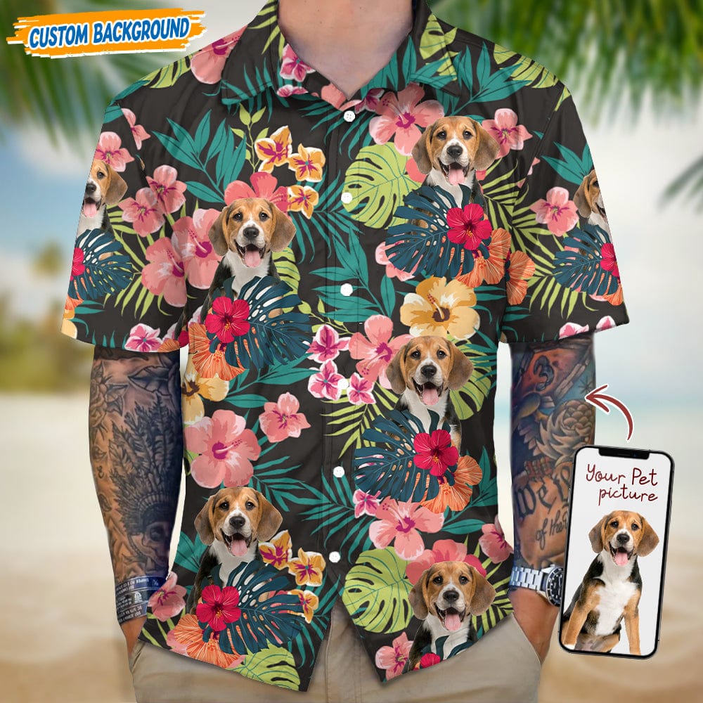 GeckoCustom Personalized Christmas Gift for Dog Dad, Personalized Dog Clipart Hawaiian Shirt T368 , for Men / S