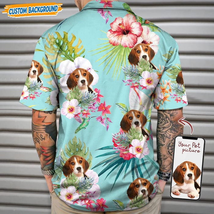 GeckoCustom Personalized Christmas Gift for Dog Dad, Upload Photo Dog Men's Hawaiian Shirt K228 , Dog Clipart / Without Pocket / S