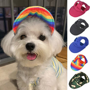 GeckoCustom Pet Baseball Caps Cute Dog Sun Hats Puppy Wear-resistant Peaked Cap Summer Outdoor Sun-proof Universal Solid Oxford Caps