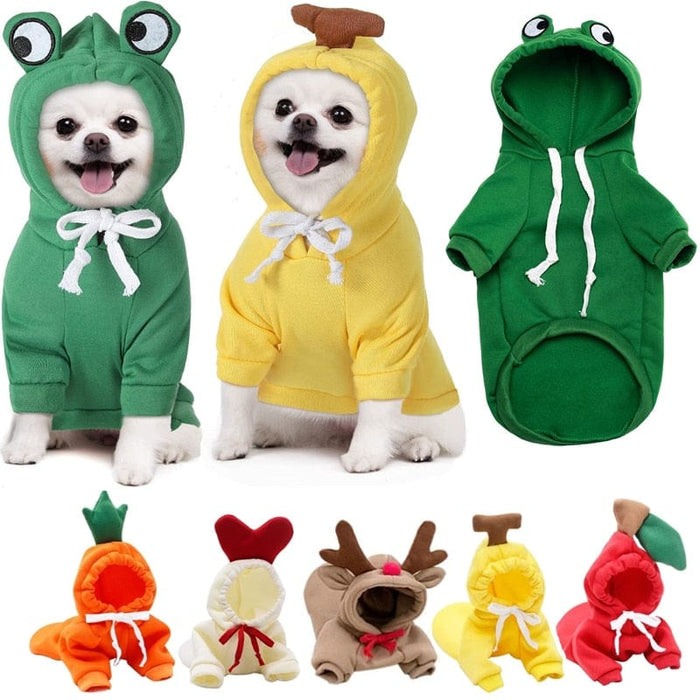 GeckoCustom Pet Clothes Dogs Hooded Sweatshirt Fruit Warm Coat Cat Sweater Cold Weather Costume for Puppy Small Medium Large Dog Cat Clothes