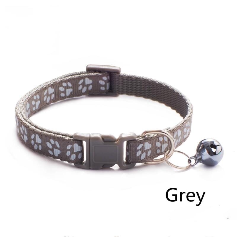GeckoCustom Pet Collar With Bell Cartoon Footprint Colorful Dog Puppy Cat Accessories Kitten Collar Adjustable Safety Bell Ring Necklace Pet l