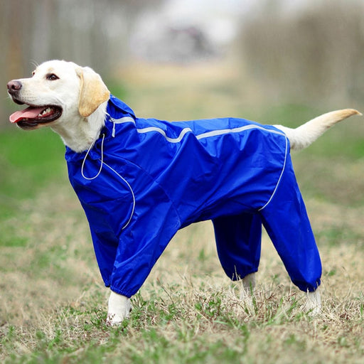 GeckoCustom Pet Dog Raincoat Reflective Waterproof Zipper Clothes High Neck Hooded Jumpsuit For Small Big Dogs Overalls Rain Cloak Labrador