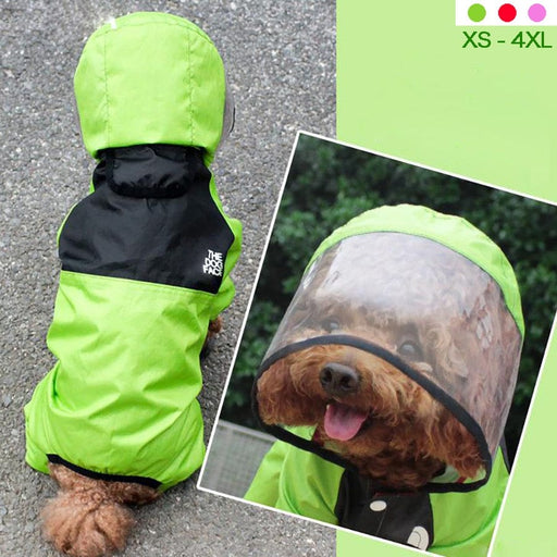 GeckoCustom Pet Dog Raincoat Transparent Hooded Jumpsuit Dogs Waterproof Coat Water Resistant Clothes for Dogs Cats Jacket Pet Supplies