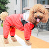 GeckoCustom Pet Dog Raincoat Transparent Hooded Jumpsuit Dogs Waterproof Coat Water Resistant Clothes for Dogs Cats Jacket Pet Supplies red / XS