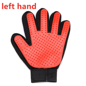 GeckoCustom Pet Glove Cat Grooming Glove Cat Hair Deshedding Brush Gloves Dog Comb for Cats Bath Hair Remover Clean Massage Brush For Animal Left Red