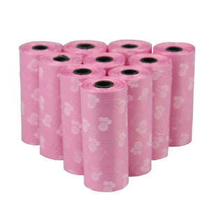 GeckoCustom Pet Poop Bags Disposable Dog Waste Bags, Bulk Poop Bags with Leash Clip and Bone Bag Dispenser 5Roll(75Pcs) Bags with Paw Prints 5 Roll Pink