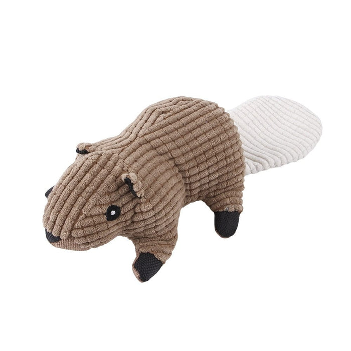 GeckoCustom Plush Dog Toy Animals Shape Bite Resistant Squeaky Toys Corduroy Dog Toys for Small Large Dogs Puppy Pets Training Accessories L