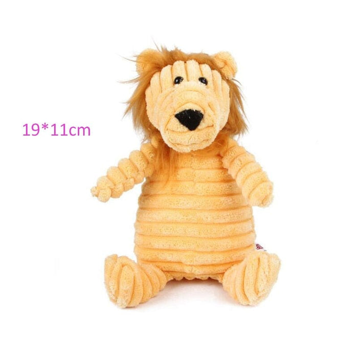 GeckoCustom Plush Dog Toy Animals Shape Bite Resistant Squeaky Toys Corduroy Dog Toys for Small Large Dogs Puppy Pets Training Accessories Lion