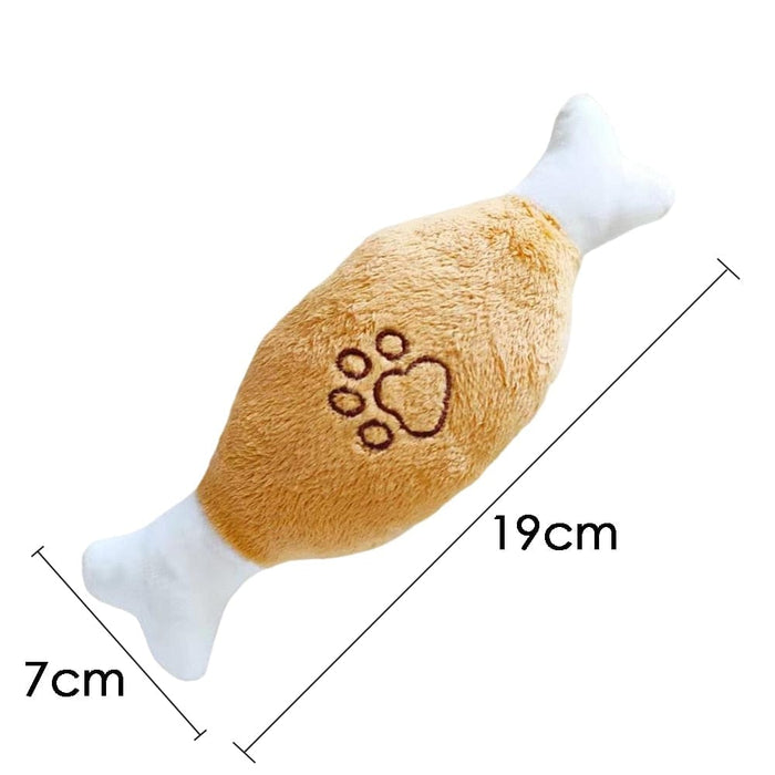 GeckoCustom Plush Dog Toy Animals Shape Bite Resistant Squeaky Toys Corduroy Dog Toys for Small Large Dogs Puppy Pets Training Accessories Drumstick