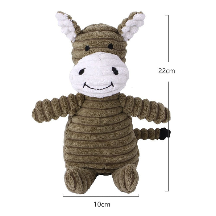 GeckoCustom Plush Dog Toy Animals Shape Bite Resistant Squeaky Toys Corduroy Dog Toys for Small Large Dogs Puppy Pets Training Accessories Donkey