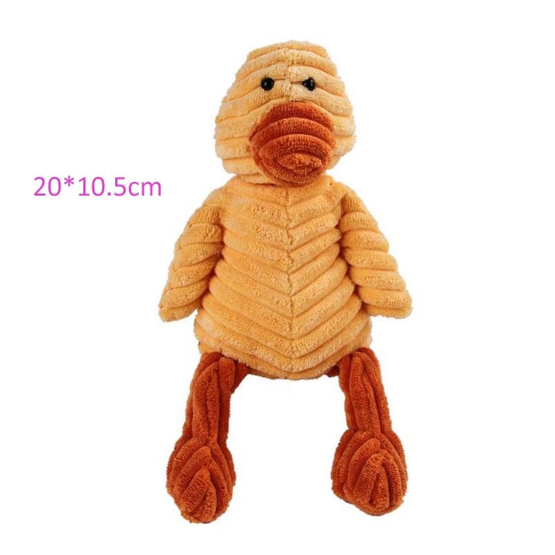 GeckoCustom Plush Dog Toy Animals Shape Bite Resistant Squeaky Toys Corduroy Dog Toys for Small Large Dogs Puppy Pets Training Accessories Duck