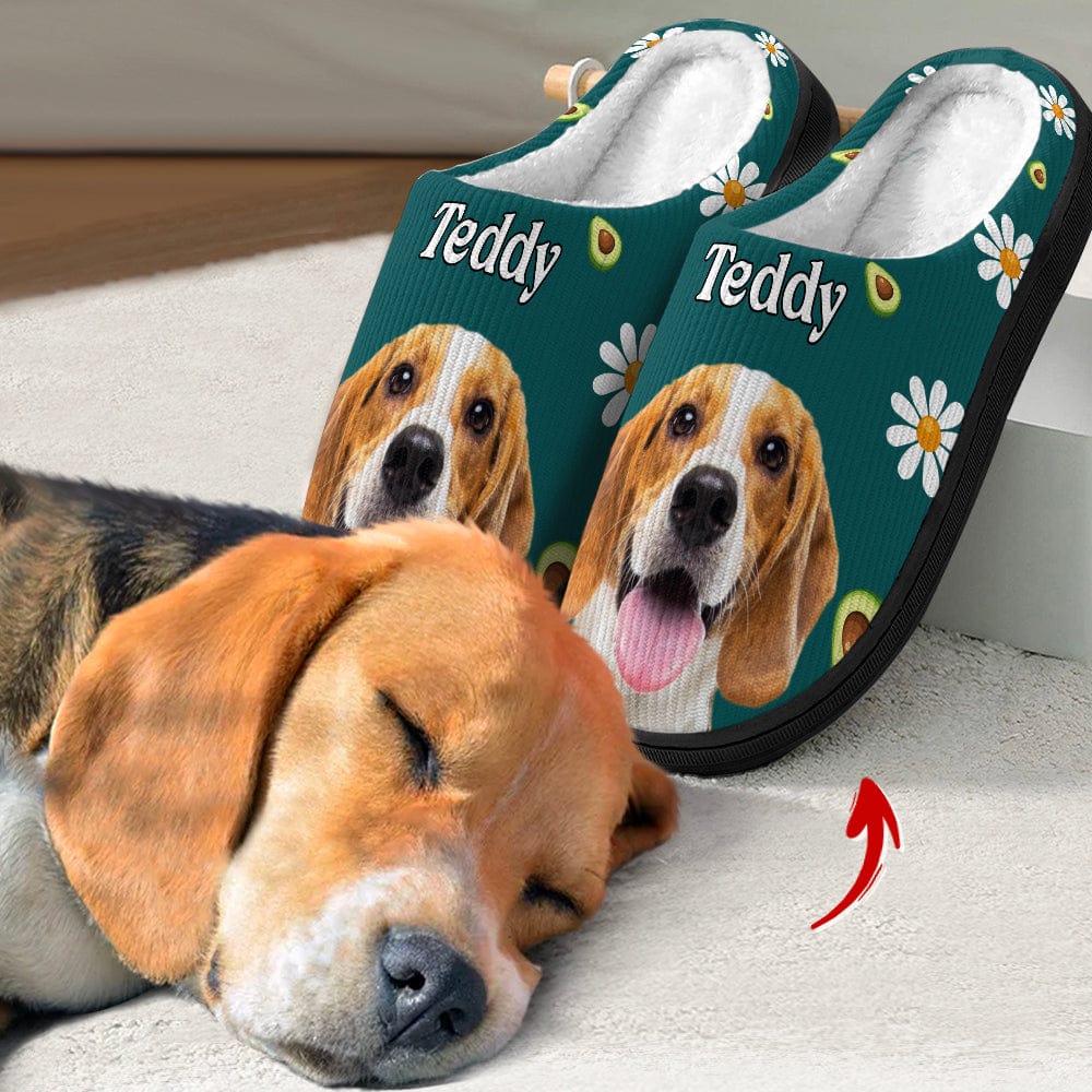 Plush Slippers Custom Photo Custom Name Dog Cat 888683 N369 HN590