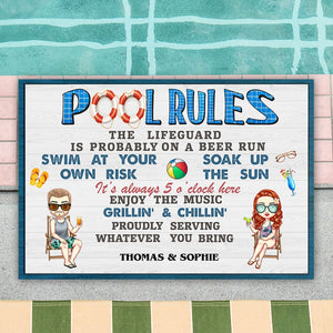 GeckoCustom Pool Rules Summer Doormat TA29 889489