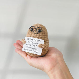 GeckoCustom Positive Crochet Potato Funny Gifts with Positive Card for Cheer Up, Birthday Gifts for Friends Women, Graduation Gifts