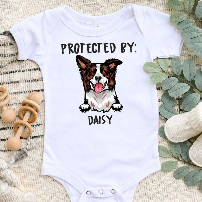 GeckoCustom Protected By These Dog Clipart Baby Shirt Personalized Gift K228 889665