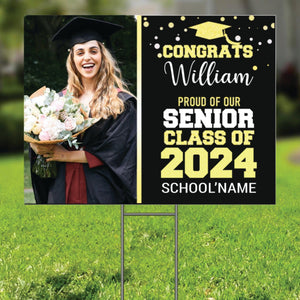 GeckoCustom Proud Of Our Class Of 2024 Graduation Personalized Yard Sign