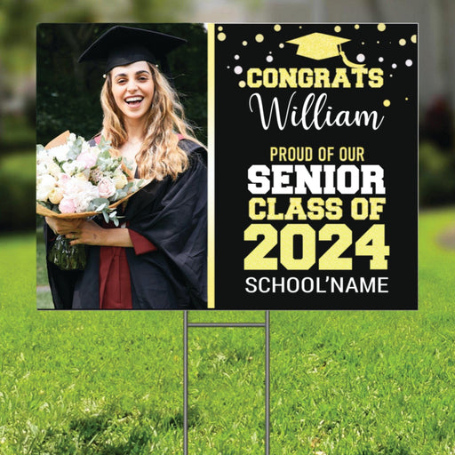 GeckoCustom Proud Of Our Class Of 2024 Graduation Personalized Yard Sign