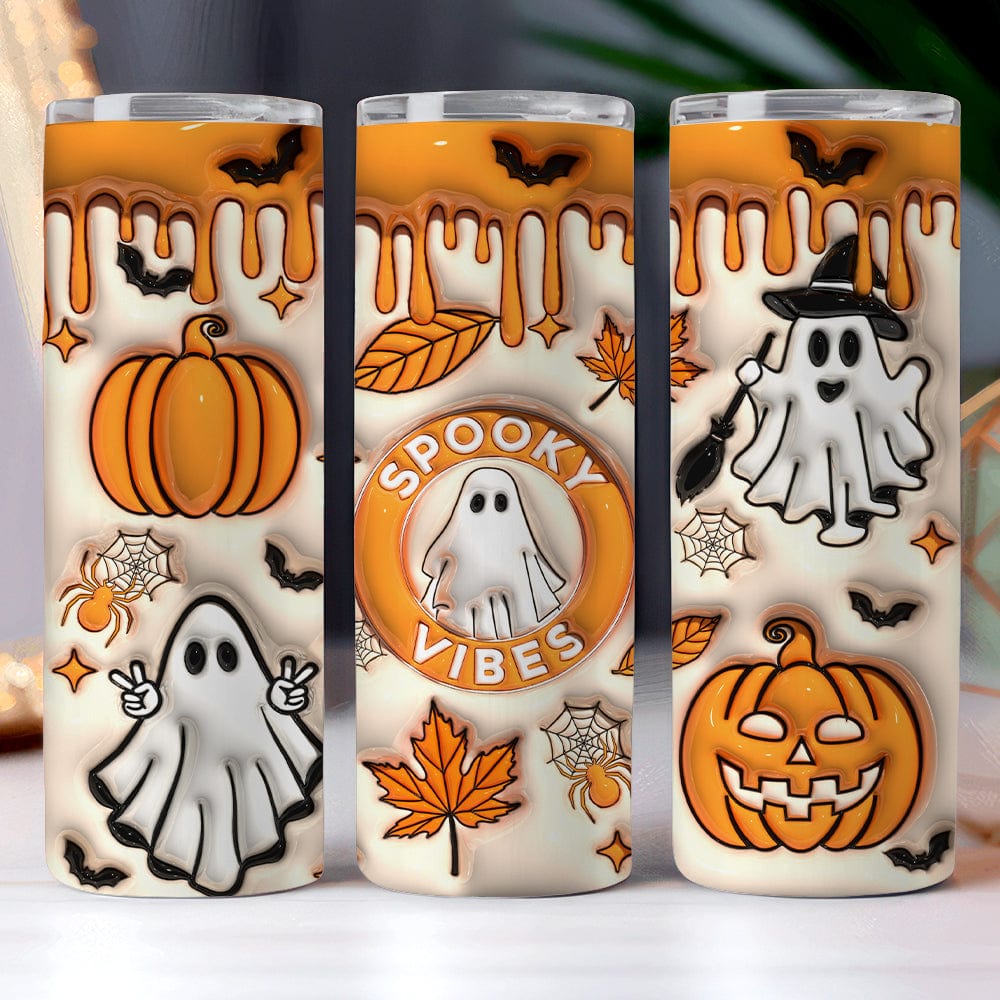 GeckoCustom Pumpkin And Spooky Vibes Halloween Skinny Tumbler HO82 891330 20 oz