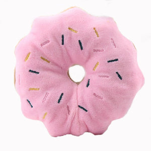 GeckoCustom Puppy Dog Plush Squeaky Toys for Small Medium Dogs Bone Aggressive Chewers for Pet Cat Products Puppy Accessories Pink Donut / 1 Pc