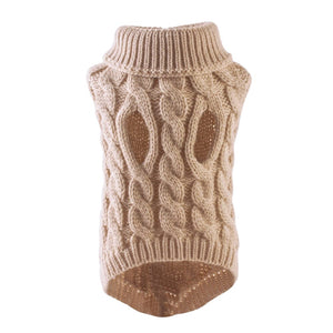 GeckoCustom Puppy Dog Sweaters for Small Medium Dogs Cats Clothes Winter Warm Pet Turtleneck Chihuahua Vest Soft Yorkie Coat Teddy Jacket Beige / S