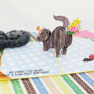 GeckoCustom ,Purr-Fect Pop up Birthday Card, 3D Cat Farting Confetti Funny Birthday Card, Cat Mom or Dad Bday Popup Cards for Husband, Wife, Friend, and Every Cat Lover, 1 Notepaper, 1 Envelope Purr-Fect Birthday