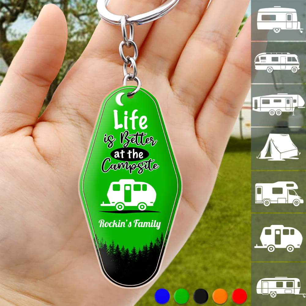 GeckoCustom Quote Camping Keychain, Camping Gift, Custom Rv Camping HN590