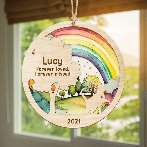 GeckoCustom Rainbow Bridge For Cat Lover Layer Wood Ornament Personalized Gift N304 889945