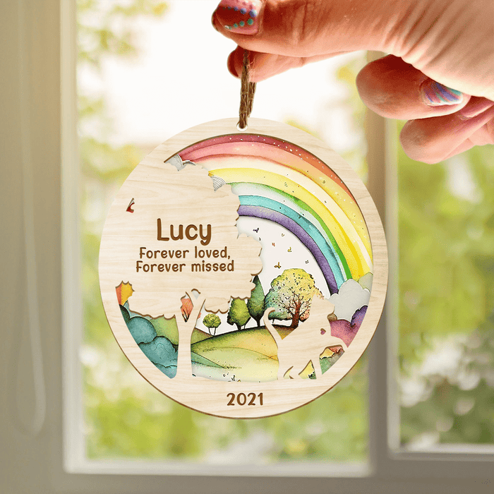 GeckoCustom Rainbow Bridge For Cat Lover Layer Wood Ornament Personalized Gift N304 889945