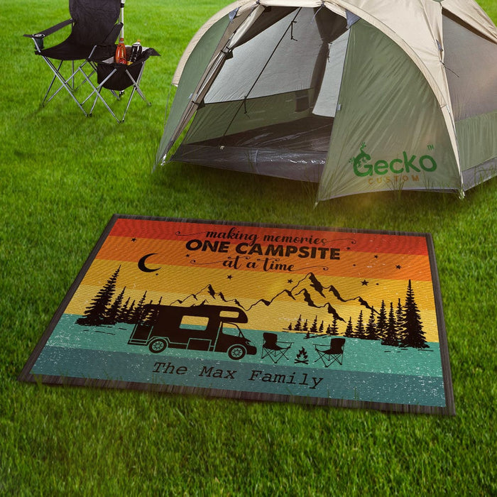 GeckoCustom Retro Sunset Welcome To Our Campsite Camping Patio Mat T286 888591