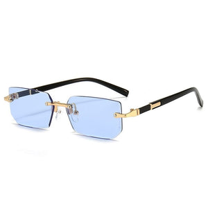 GeckoCustom Rimless Sunglasses Rectangle Fashion Popular Women Men Shades Small Square Sun Glasses For Female male Summer Traveling Oculos 5