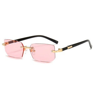 GeckoCustom Rimless Sunglasses Rectangle Fashion Popular Women Men Shades Small Square Sun Glasses For Female male Summer Traveling Oculos 9