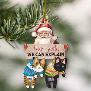 GeckoCustom Santa We Can Explain Funny Cat Christmas Wood Ornament Personalized Gift HO82 893106