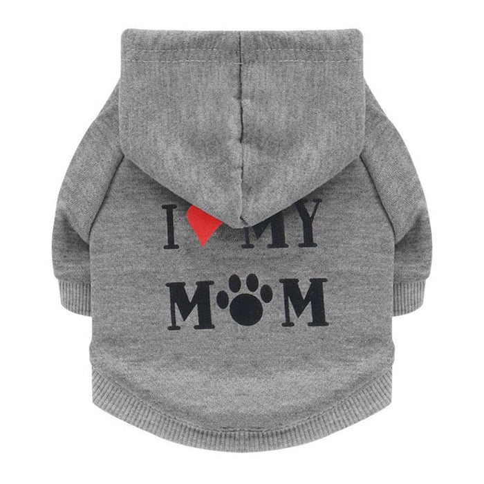 GeckoCustom Security Dog Clothes Small Dog Hoodie Coat Chihuahua Dog Sweatshirt French Bulldog Warm Puppy Clothes Hoodie For Dog XS-L Gray Mom / XS
