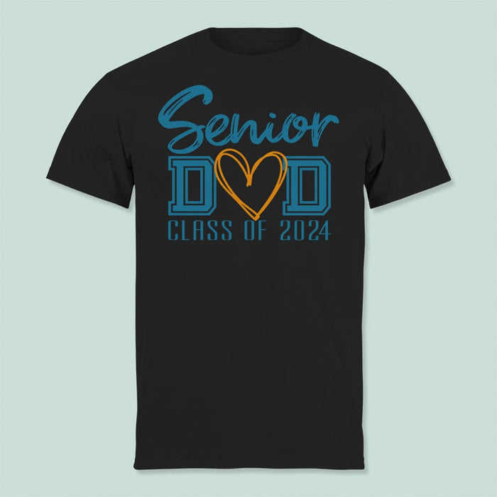 GeckoCustom Senior Dad Class Of 2024 Graduation Dark Shirt NHS87 HN590 Basic Tee / Black / S