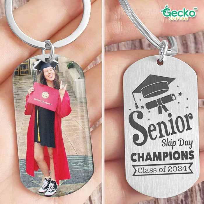 GeckoCustom Senior Skip Day Champions Class Of 2024 Graduation Metal Keychain HN590