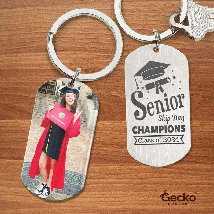 GeckoCustom Senior Skip Day Champions Class Of 2024 Graduation Metal Keychain HN590