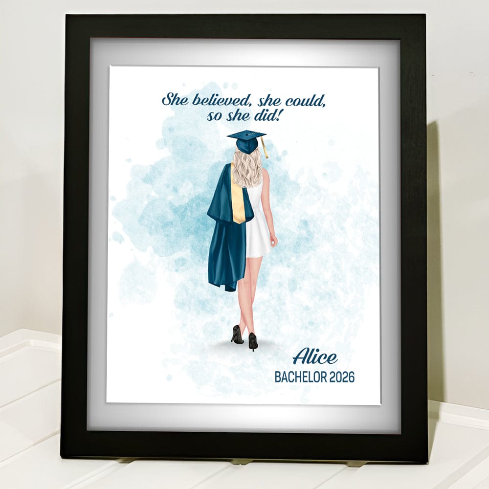 GeckoCustom She Belived, She Could, So She Did It Graduation Gift Picture Frame TH10 892349 Picture Frame / 8"x10"