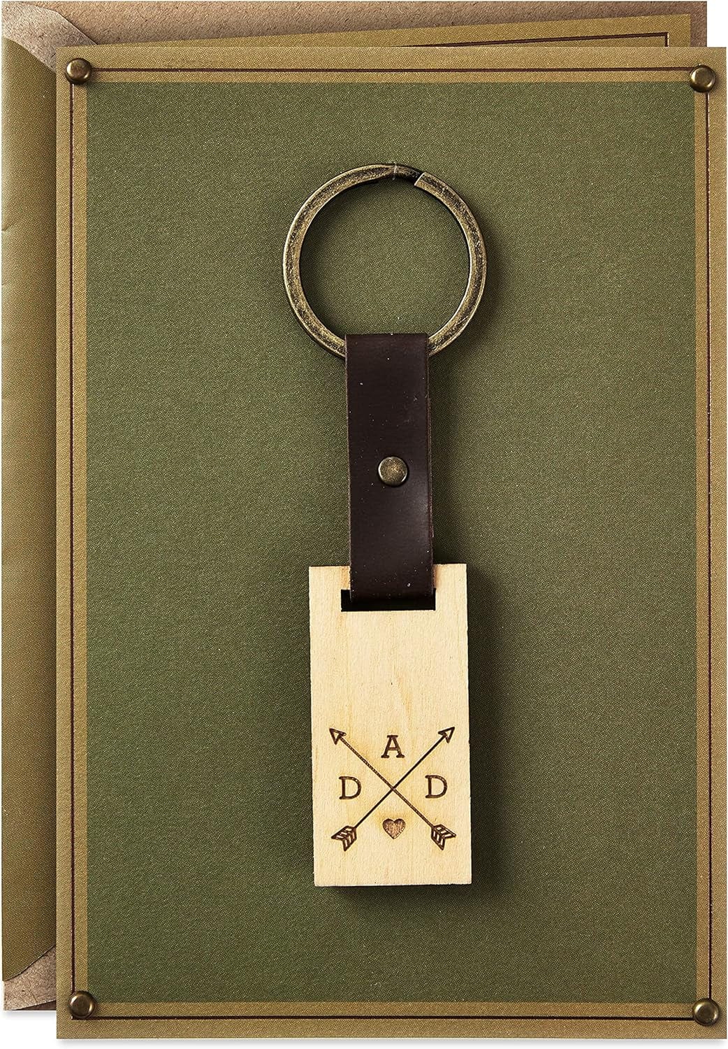 GeckoCustom Signature Peanuts Fathers Day Card (Snoopy and Woodstock Canoeing) (799FFW2007) Dad, Removable Wood Keychain