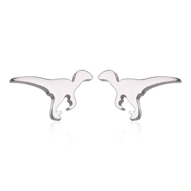 GeckoCustom Soft clay cute animal bite earrings studs - Fun Gift Idea Silver