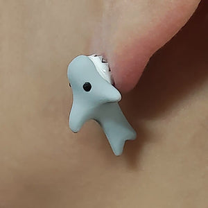 GeckoCustom Soft clay cute animal bite earrings studs - Fun Gift Idea Shark
