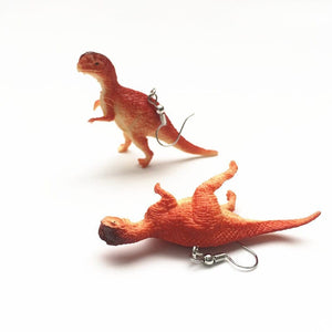GeckoCustom Soft clay cute animal bite earrings studs - Fun Gift Idea Dilophosaurus