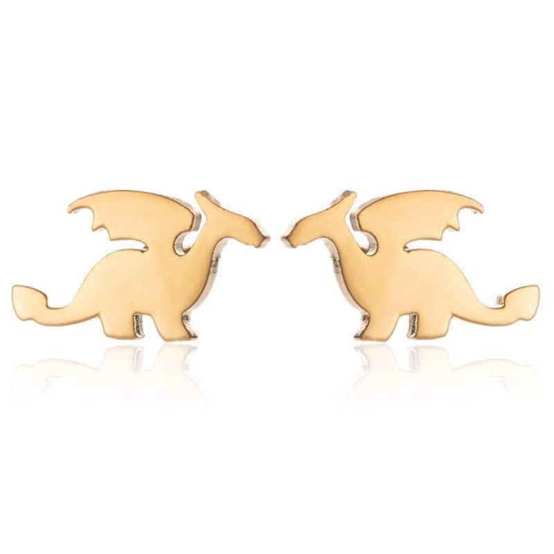 GeckoCustom Soft clay cute animal bite earrings studs - Fun Gift Idea Gold-1
